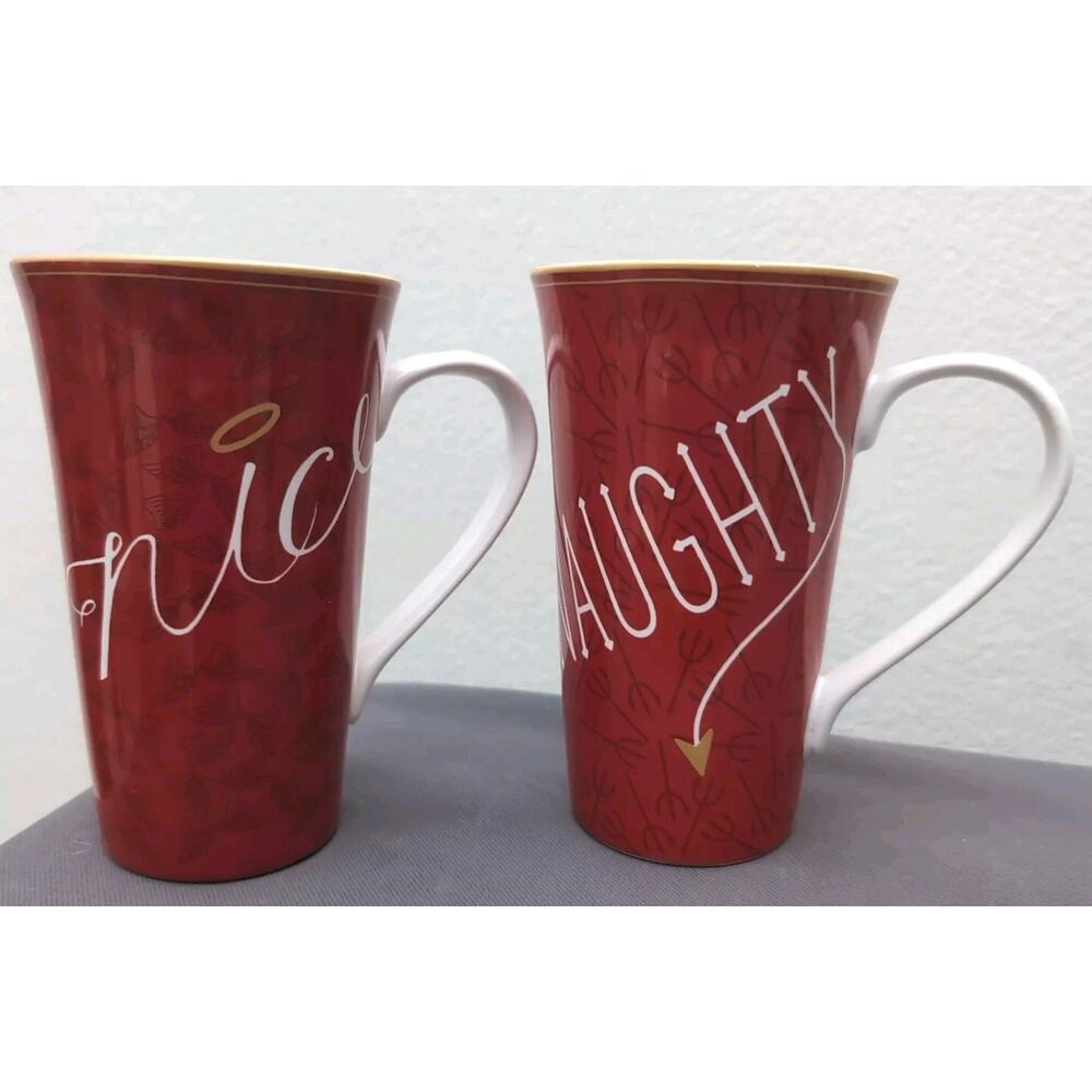 Naughty & Nice Large Coffee Cups By 222 Fifth Christmas